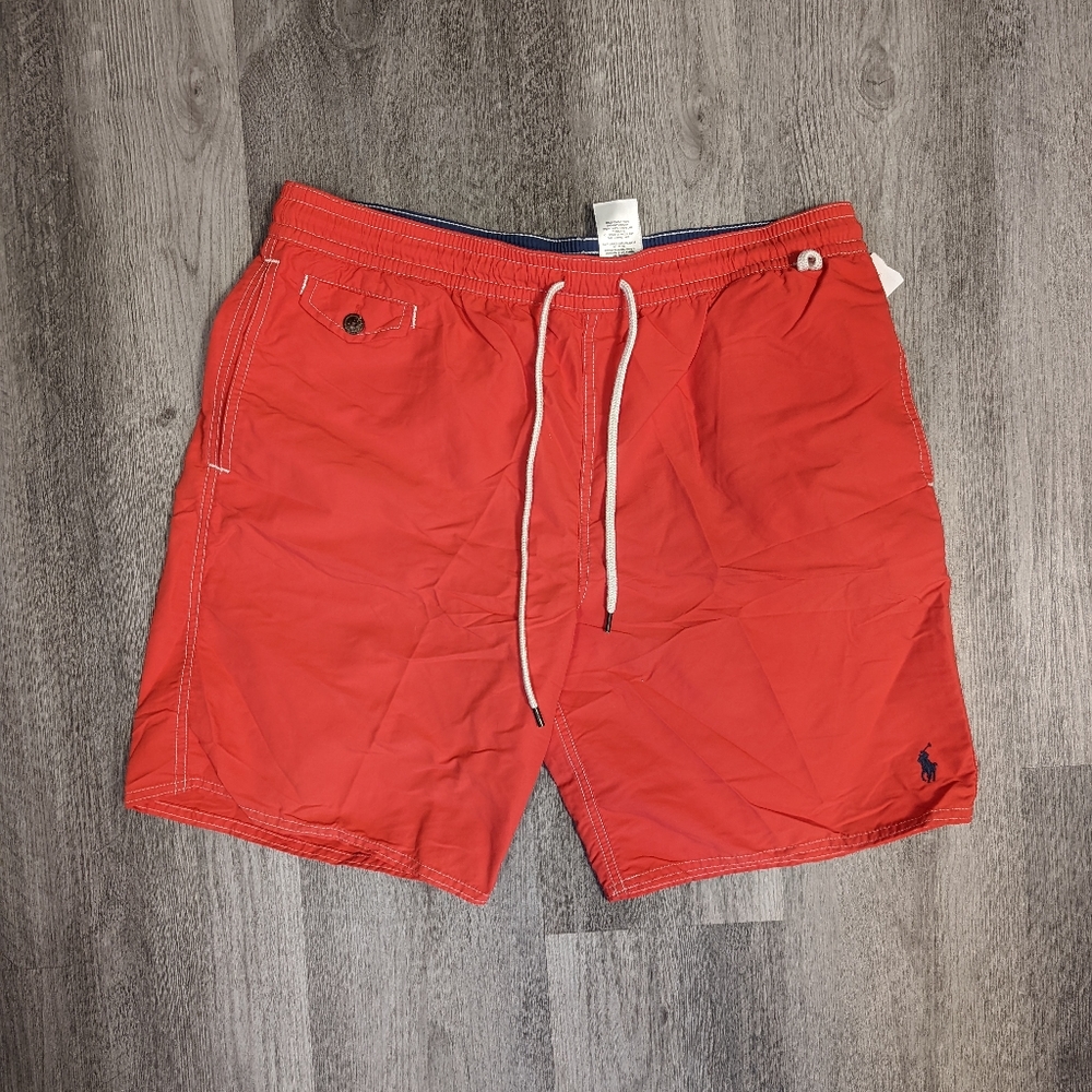 Polo Ralph Lauren Red Lined Swim Trunks LG